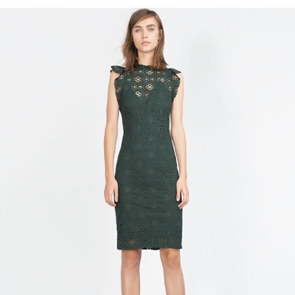 Zara Dark Green Lace Dress